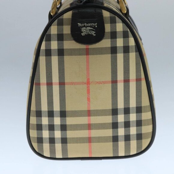 Burberrys Nova Check Black Label Boston Bag Canvas Beige Gold Auth yk16645 - Picture 8 of 14